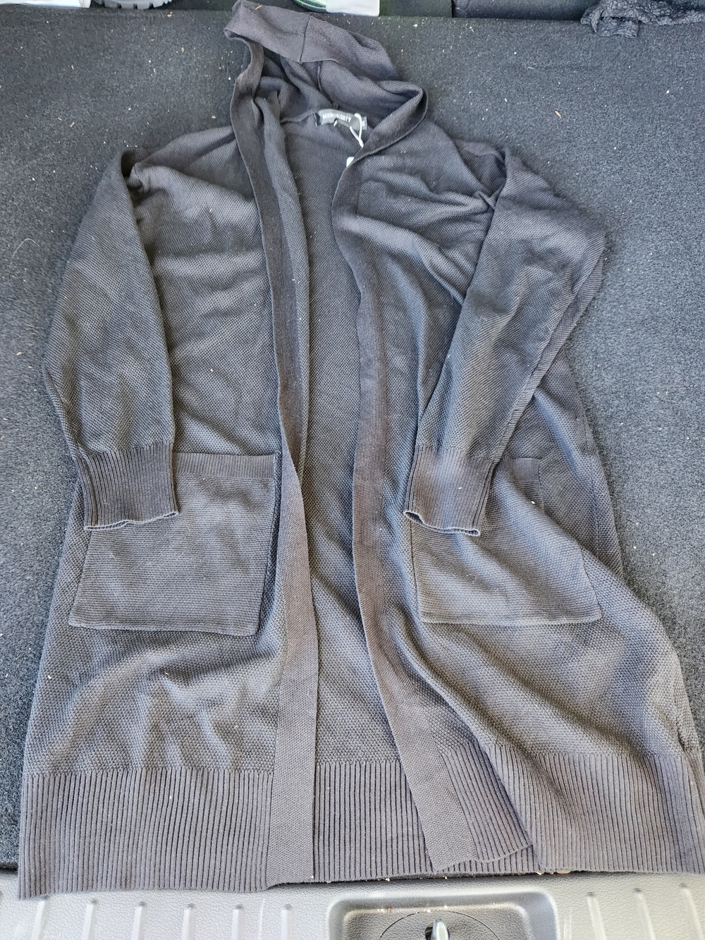 MEROKEETY Black Hooded Open Front Long Cardigan Sweater Women’s Size M NWT - Picture 4 of 7